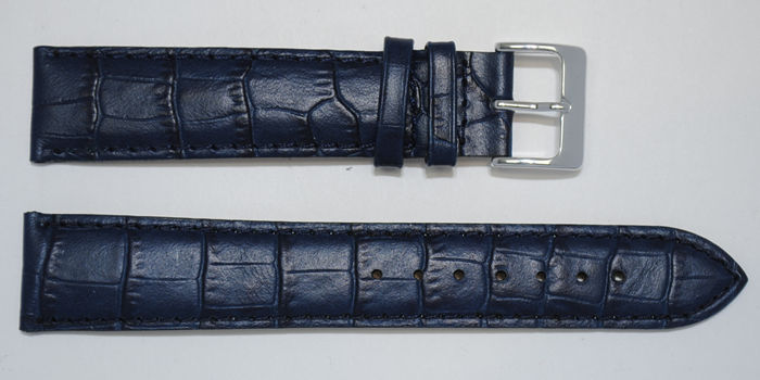 bracelet montre 18 mm bleu cuir vachette lisse