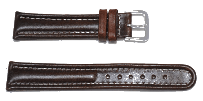 Bracelet De Montre En Cuir Lisse - Marron Foncé - Rembourrage Confort - Largeurs 18/20/22 Mm - Marque Watchband Berlin