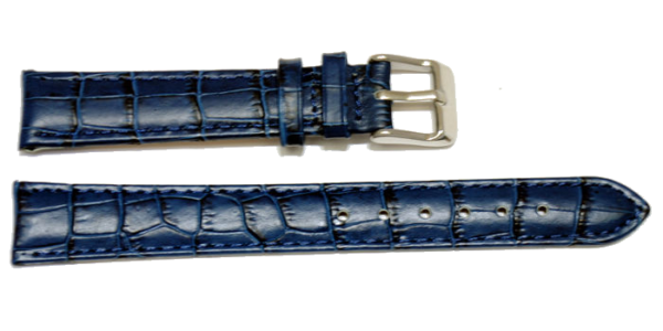 bracelet cuir bleu grain alligator