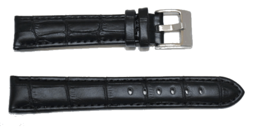 Bracelet montre cuir façon alligtor noir