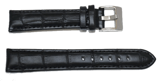 Bracelet montre cuir façon alligtor noir