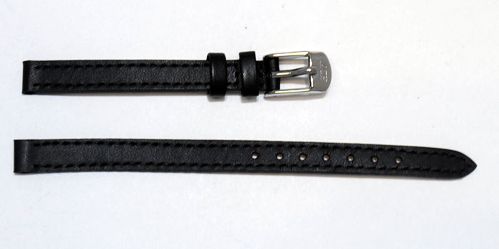 17 MM Noir Double Couture Bracelet de Montre Lisse Cuir 1754 