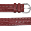 Bracelet montre cuir lisse rouge double couture blanche