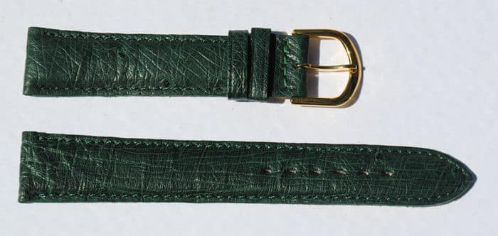 Bracelet Montre En Cuir D'autruche Véritable - Gris - 18 Mm - Boucle Acier