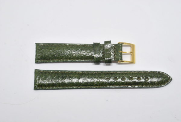 bracelet montre saumon véritable vert olive