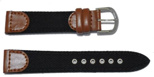 Bracelet-cuir marron-avec-tissu noir