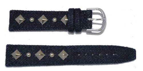 bracelet montre jeans avec déco métal