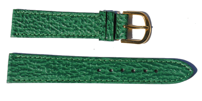 Bracelet montre cuir requin véritable vert