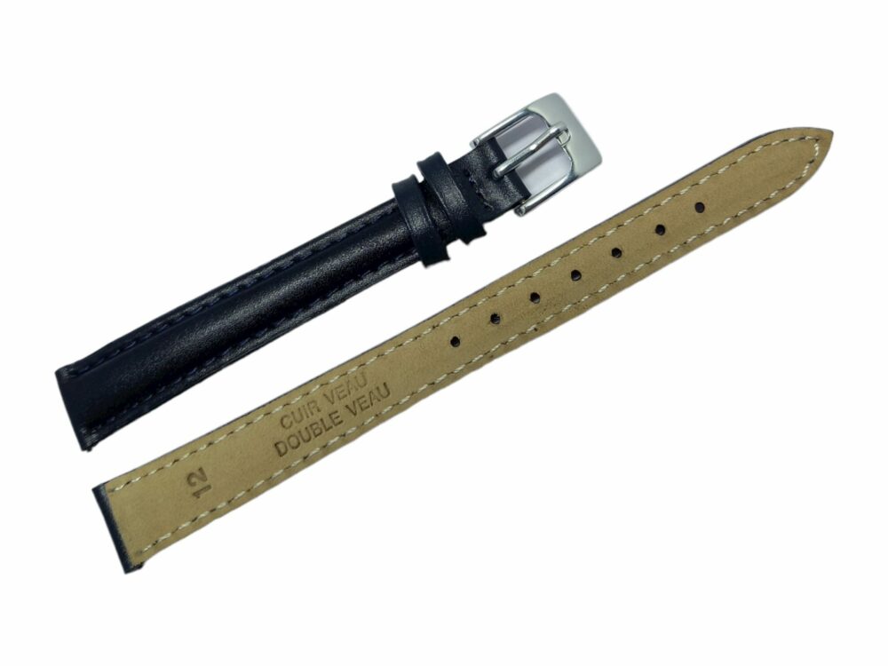 bracelet montre cuir noir doublure nubuck