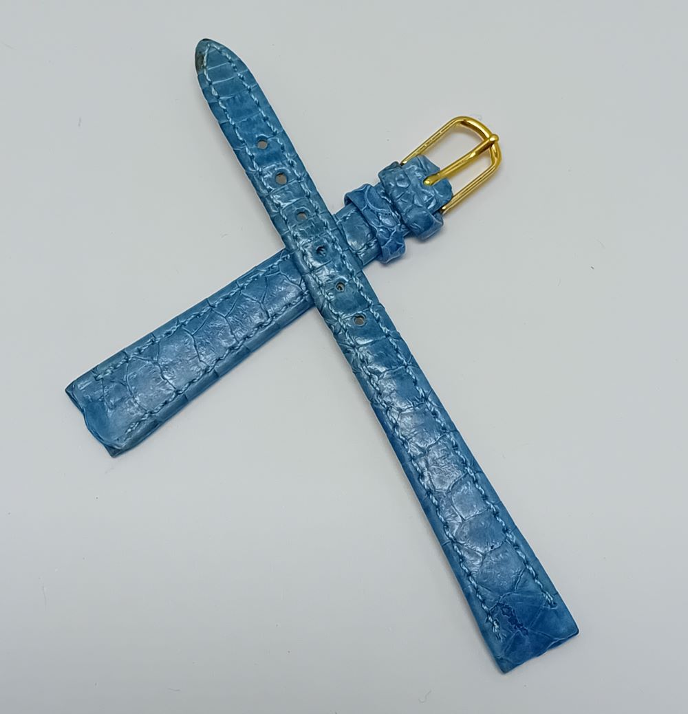 Bracelet montre cuir patte de coq bleu